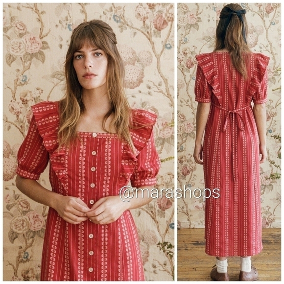 Christy Dawn The Darcy Dress Hibiscus Zinnia Stripe - Picture 2 of 7